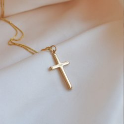 "Promise" 18 karat forgylt kors med gravering (Large)