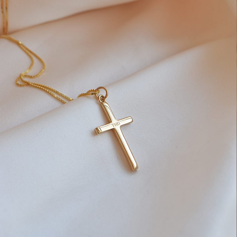 "Promise" 18 karat forgylt kors med gravering (Large)