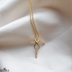 "Allana" cross necklace 18 karat gold plated with Infinity