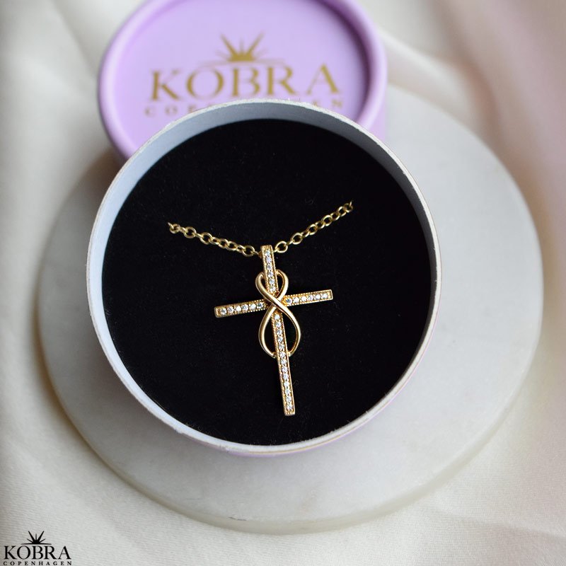 "Allana" cross necklace 18 karat gold plated with Infinity