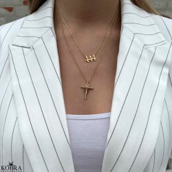 "Allana" cross necklace 18 karat gold plated with Infinity
