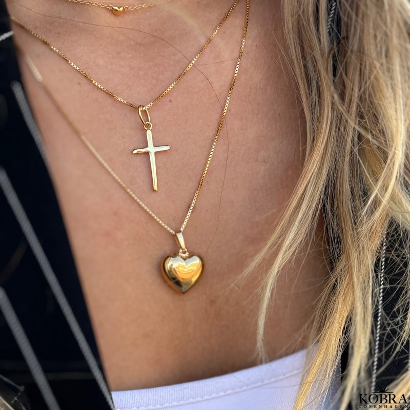 "Promise" klassisk guld kors halskde