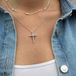 "Allana" kors halskde i slv med Infinity