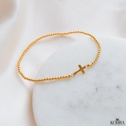 "Enna" gold cross bracelet with balls