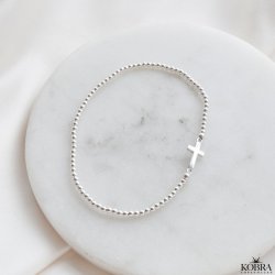 "Enna" slv kors armbnd med kugler