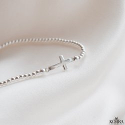 "Enna" slv kors armbnd med kugler