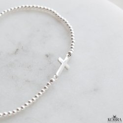 "Enna" slv kors armbnd med kugler