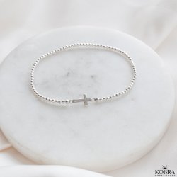 "Enna" slv kors armbnd med kugler