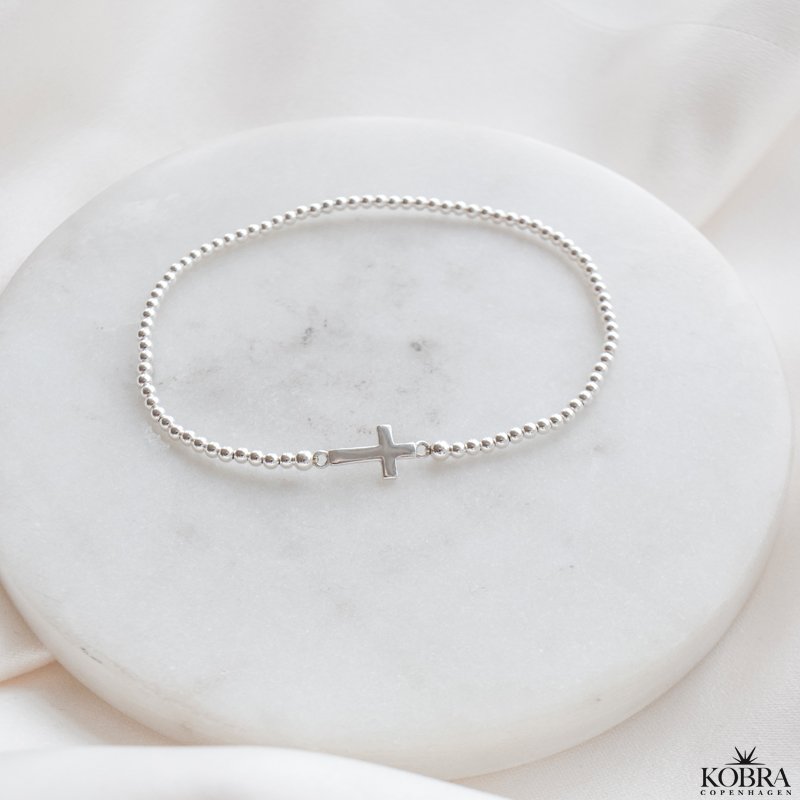"Enna" slv kors armbnd med kugler