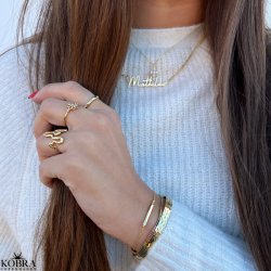 "Phlox" 18 carat gold plated hammered bracelet