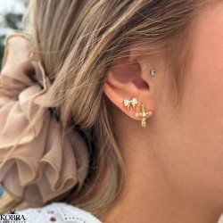 "Elsa" gold earrings with small bows and white stones