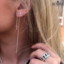 "Promise" Små klassiske sølv kors øreringe