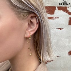 "Helium" 18 karat forgyldte reringe med guld kugler