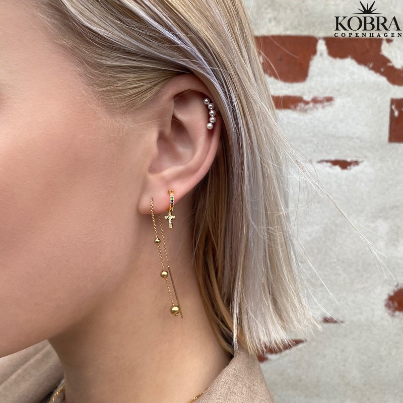 "Helium" 18 karat forgyldte reringe med guld kugler