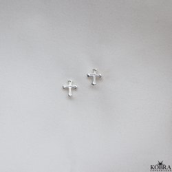 "Runa" Small cross earrings in sterling silver
