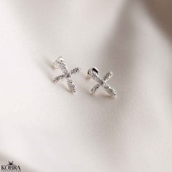 "Blessed" slv reringe med sm kors