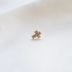 "Petit Cross" kors piercing �restik med sten (1 stk.)