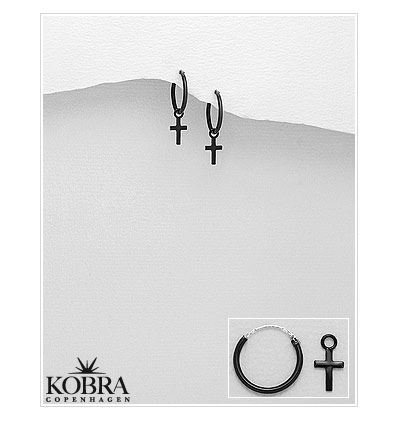 "Noir" kors reringe i sort emalje
