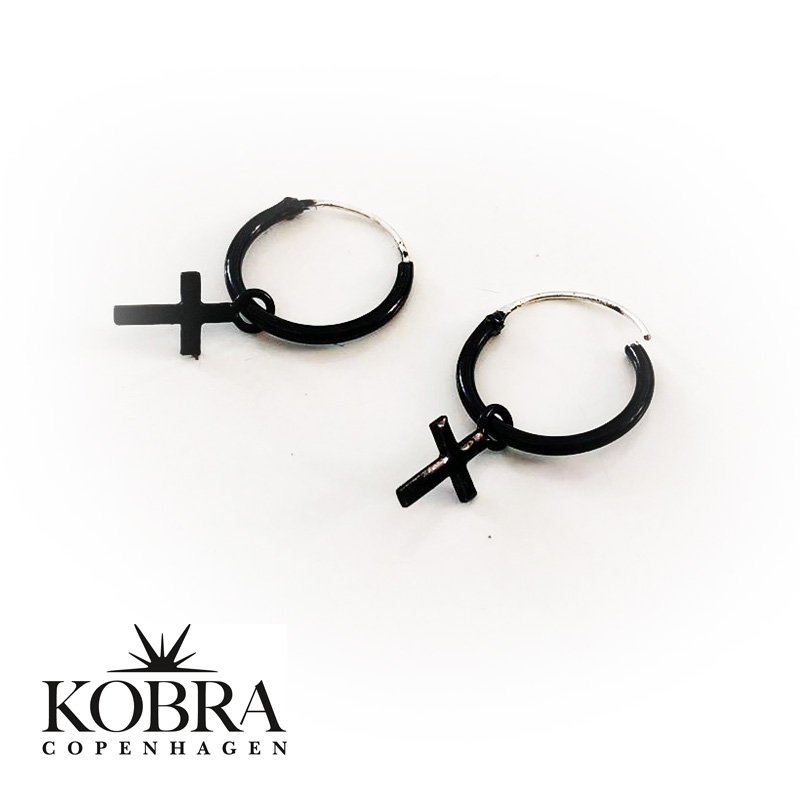 "Noir" kors reringe i sort emalje
