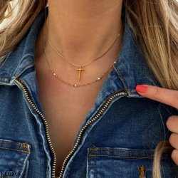 "Malia" handmade gold necklace with small pearls