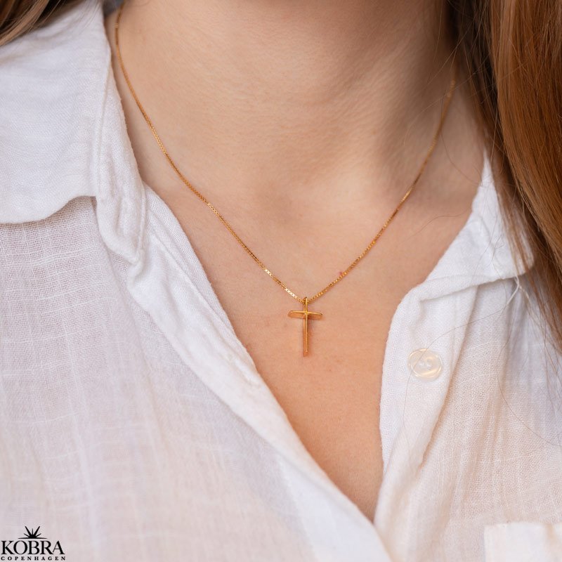 "Debora" 18 carat gold plated cross necklace