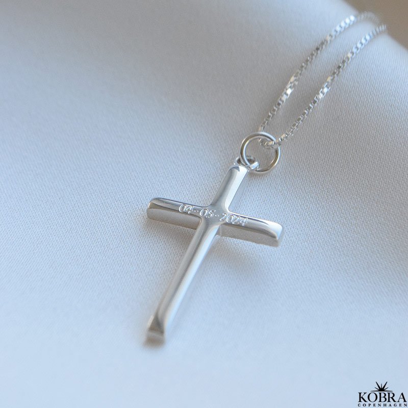 "Promise" silver cross with engraving (Large)