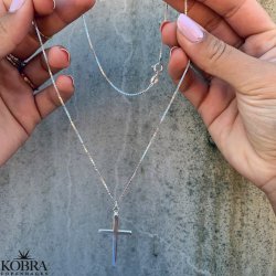 "Promise" silver cross with engraving (Large)