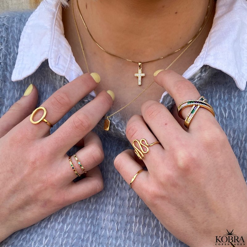 "Nikoline" 18 karat forgyldt ring med facetter