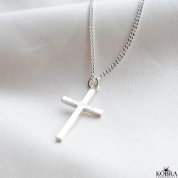 "Promise" panzer halskæde i sølv med kors til mænd