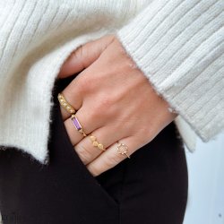 "Joyce" 18 karat forgyldt ring med gte ferskvandsperler