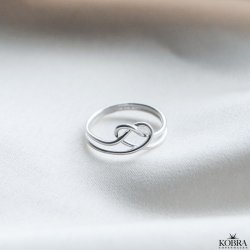 "Evermore" silver heart-shaped pretzel ring