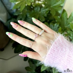 "Rosalia" silver ring with pink stones