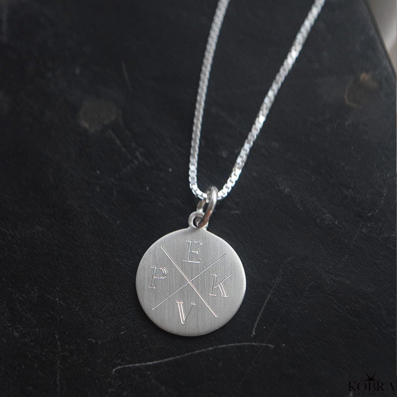 ID tag slv halskde med "kryds" til mnd med din gravering