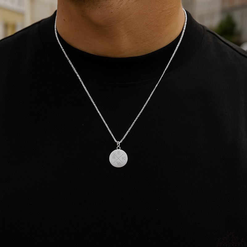 ID tag slv halskde med "kryds" til mnd med din gravering