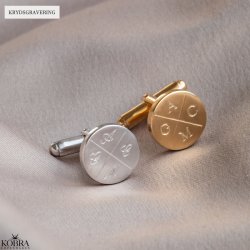  Round silver cufflinks with cross engraving