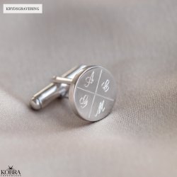  Round silver cufflinks with cross engraving