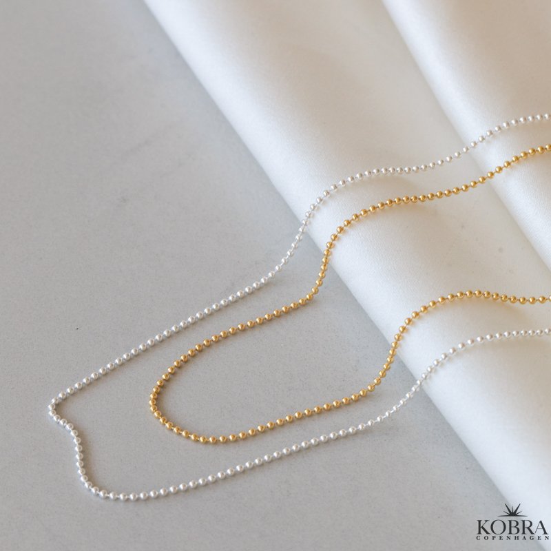 Kuglekde, sterling slv eller 18 karat forgyldt