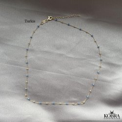 "Alba" ball necklace with colored enamel balls in gilt