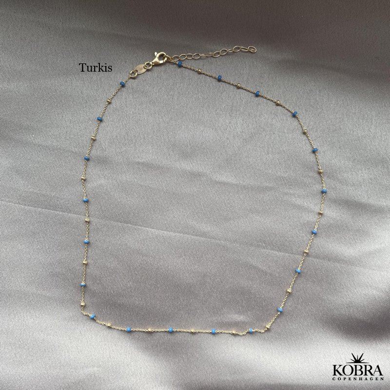 "Alba" ball necklace with colored enamel balls in gilt