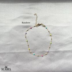 "Alba" guld ankelkde med emaljefarvet kugler-valgfri farve!