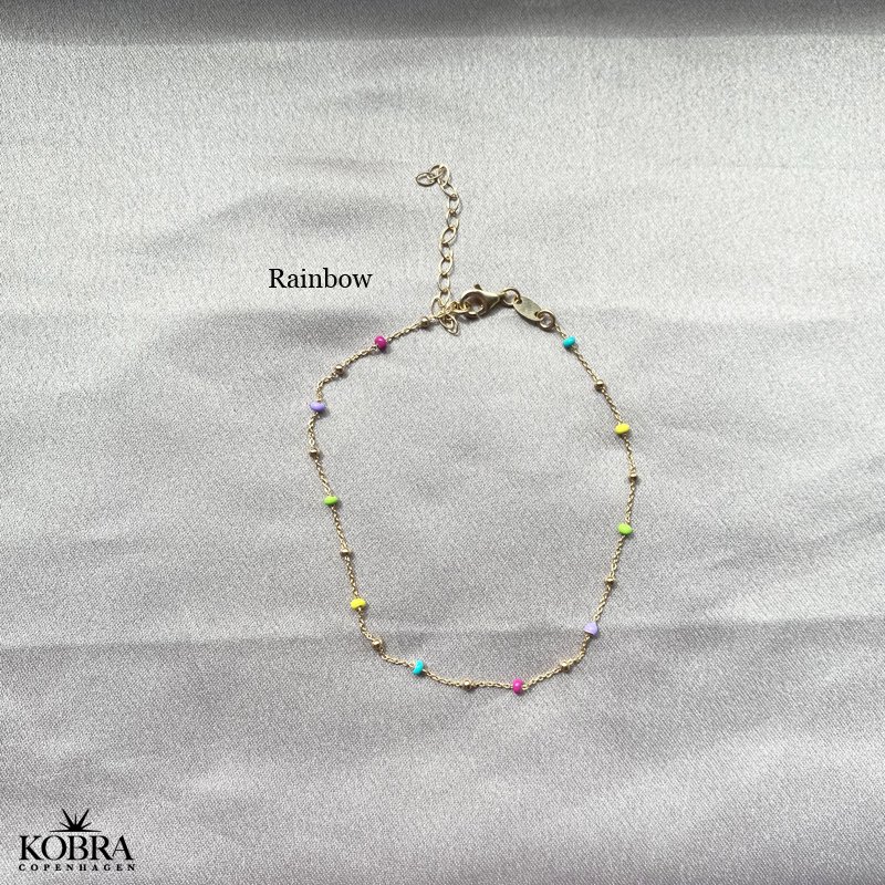 "Alba" guld ankelkde med emaljefarvet kugler-valgfri farve!