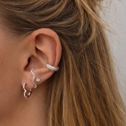 "Lake" silver ear climber with zirconia stones