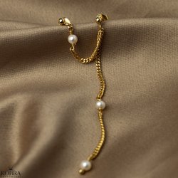 "Monroe"  gold pearl earrings for 2 holes in the ear