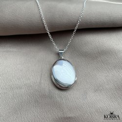 "Lea" slv medaljon med plads til 2 billeder inklusiv gravering