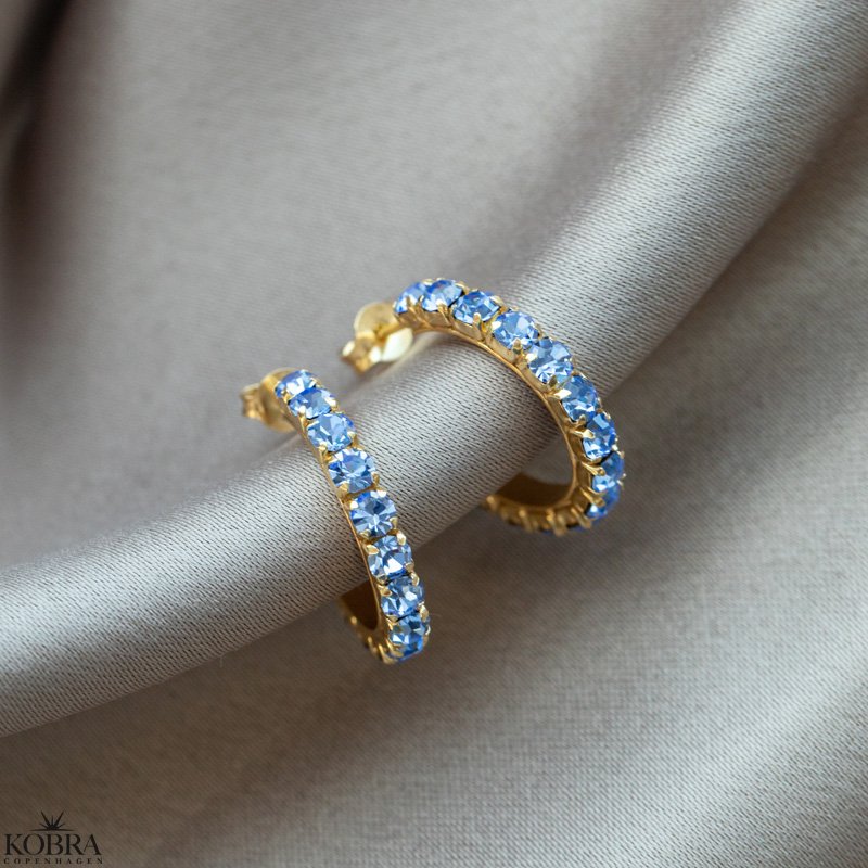 "Lemon" gold hoops with colored stones