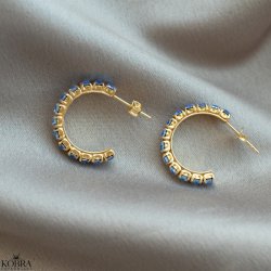 "Lemon" gold hoops with colored stones