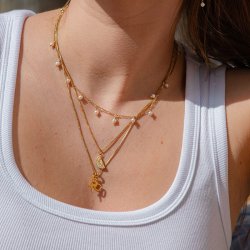 "Balance" gold necklace with real freshwater pearls