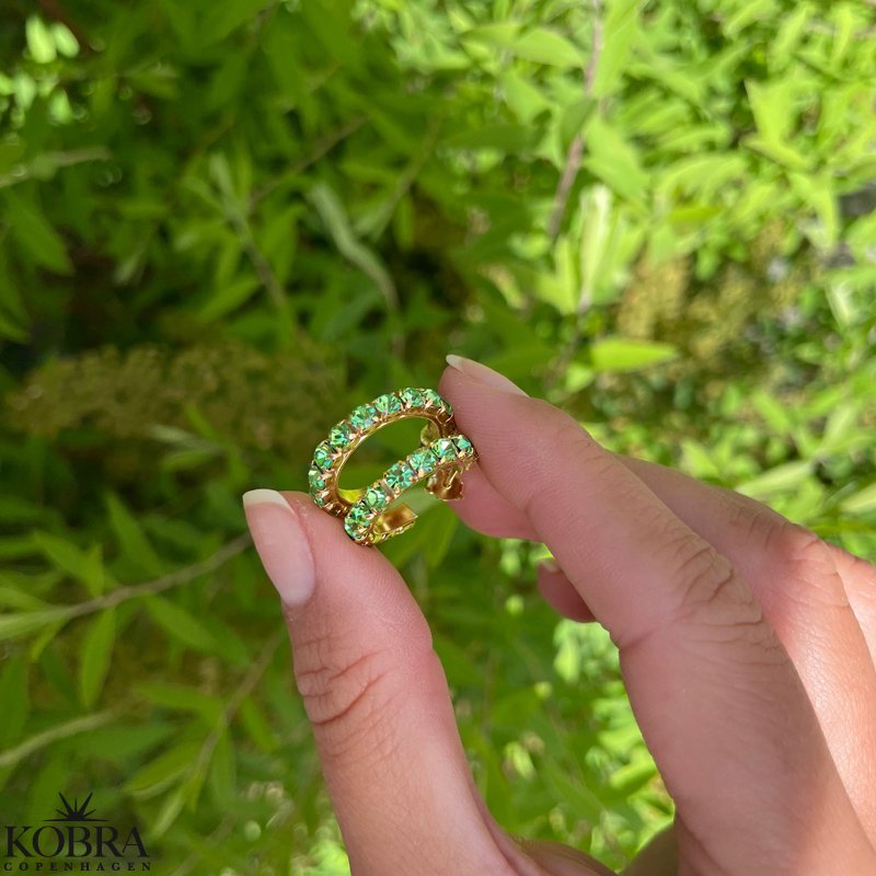 "Lemon" gold hoops with colored stones