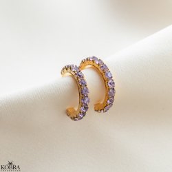 "Lemon" gold hoops with colored stones