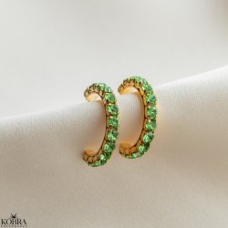 "Lemon" gold hoops with colored stones